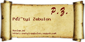 Pétyi Zebulon névjegykártya